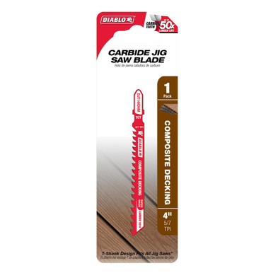 Freud Diablo 4 in. 5/7 TPI Carbide T-Shank Jig Saw Blade for Composite Decking DJT144DHM