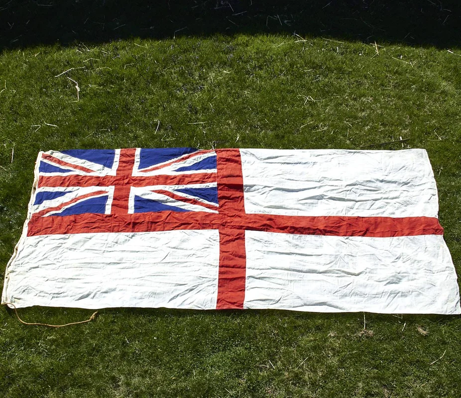 Original British WWII Royal Navy White Ensign Battle Flag 6′ x 12′ – Capital Ship Size